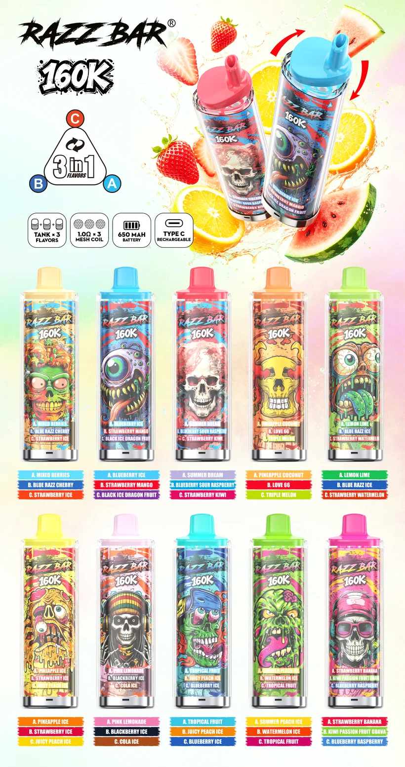 Razz Bar 160K Tiri Puff 3 in 1 Vape Sigaretta elettronica usa e getta magazzino Europa 16 Razz Bar 160K Tiri Puff 3 in 1 Vape